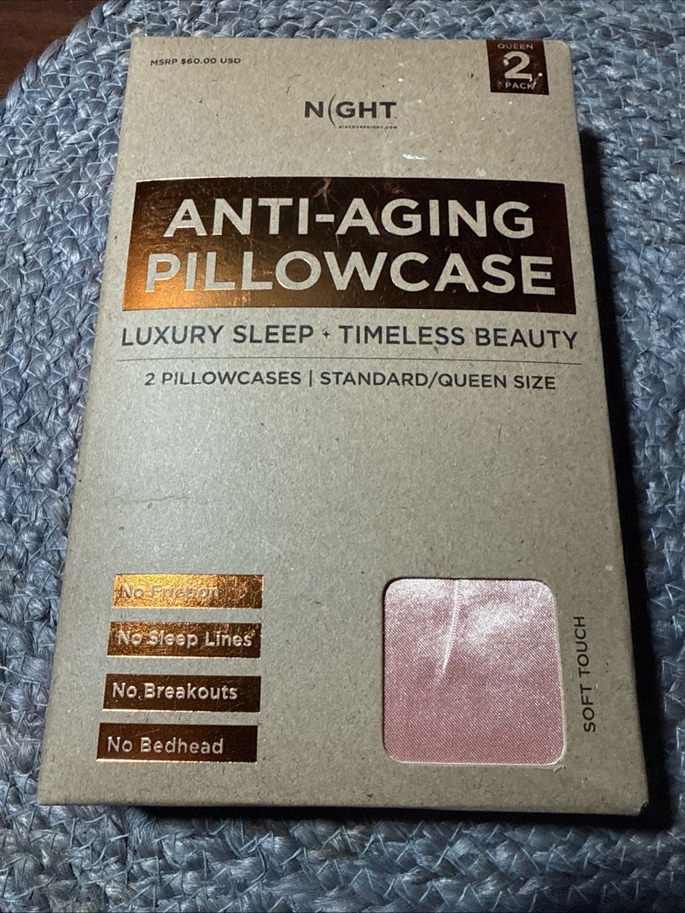Discover Night Anti-Aging Pillowcase Set - Blush Pink (2 Pack) NWT